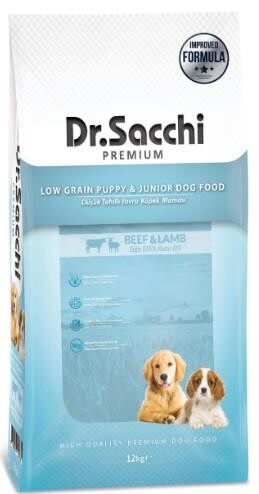Dr.sacchi Düşük Tahıllı Sığır Etli Ve Kuzu Etli Yavru Köpek Maması 12 KG | SRC: Barcode: 8690286594731